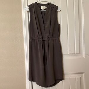 Cynthia Rowley Olive/Taupe Dress with Adjustable Cinch Waist (100% Silk)
